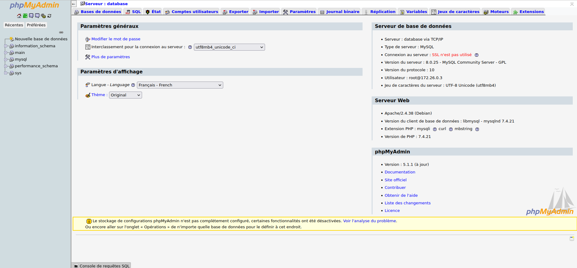 Symfony : MySQL et phpMyAdmin avec Docker